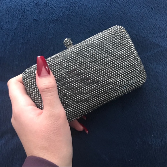 olga berg navy clutch